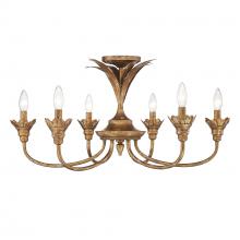  0846-6SF HG - Lillianne HG 6 Light Semi-Flush in Heirloom Gold